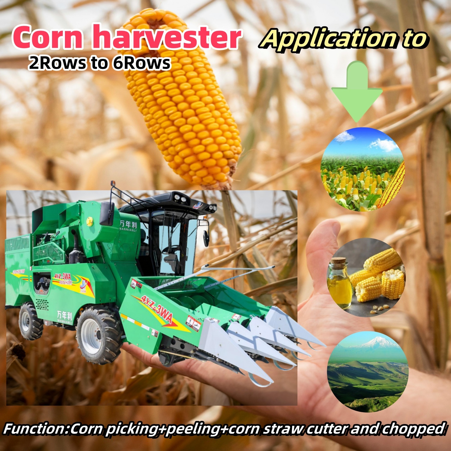 4YZ-3WA Corn Harvester with 150 HP 3Rows