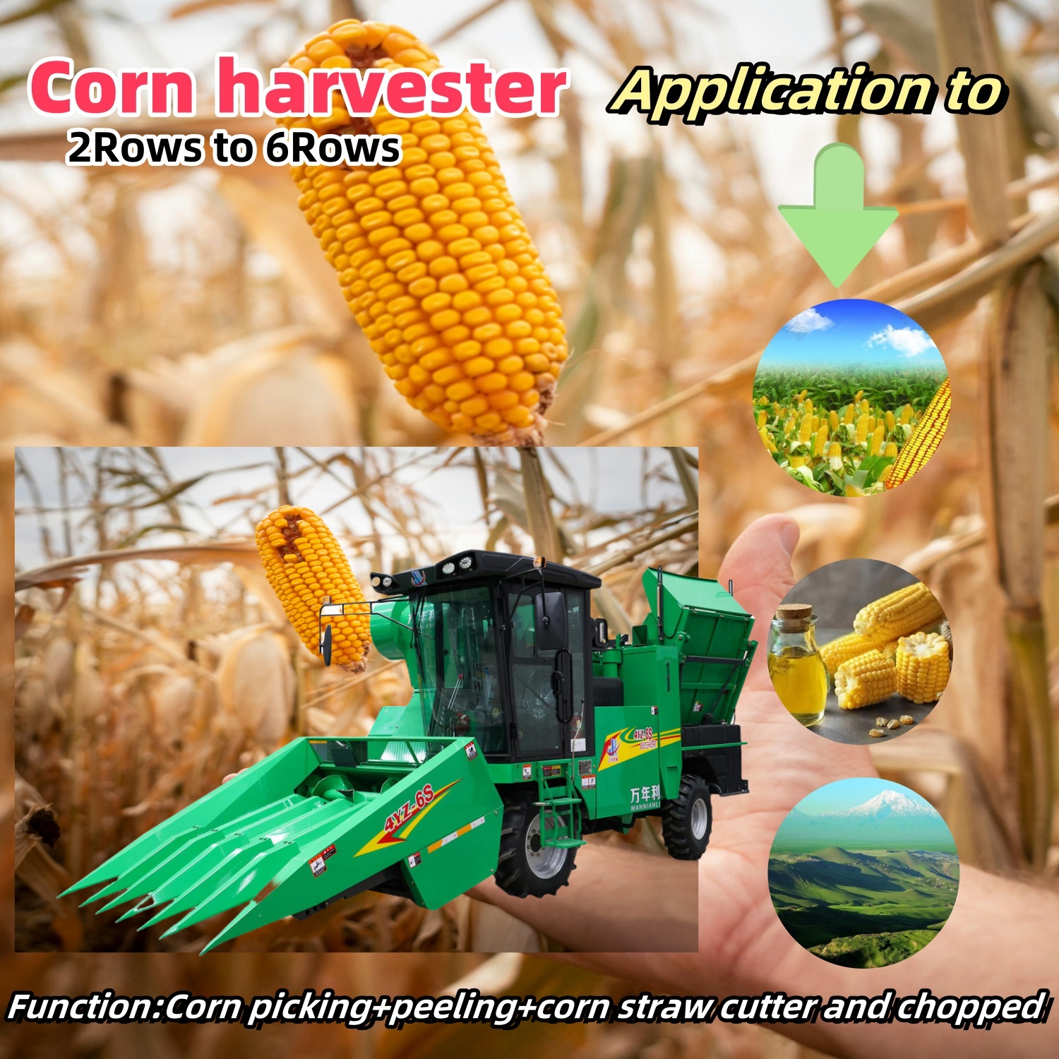 4YZ-6S Corn harvester with 160 HP 6Rows